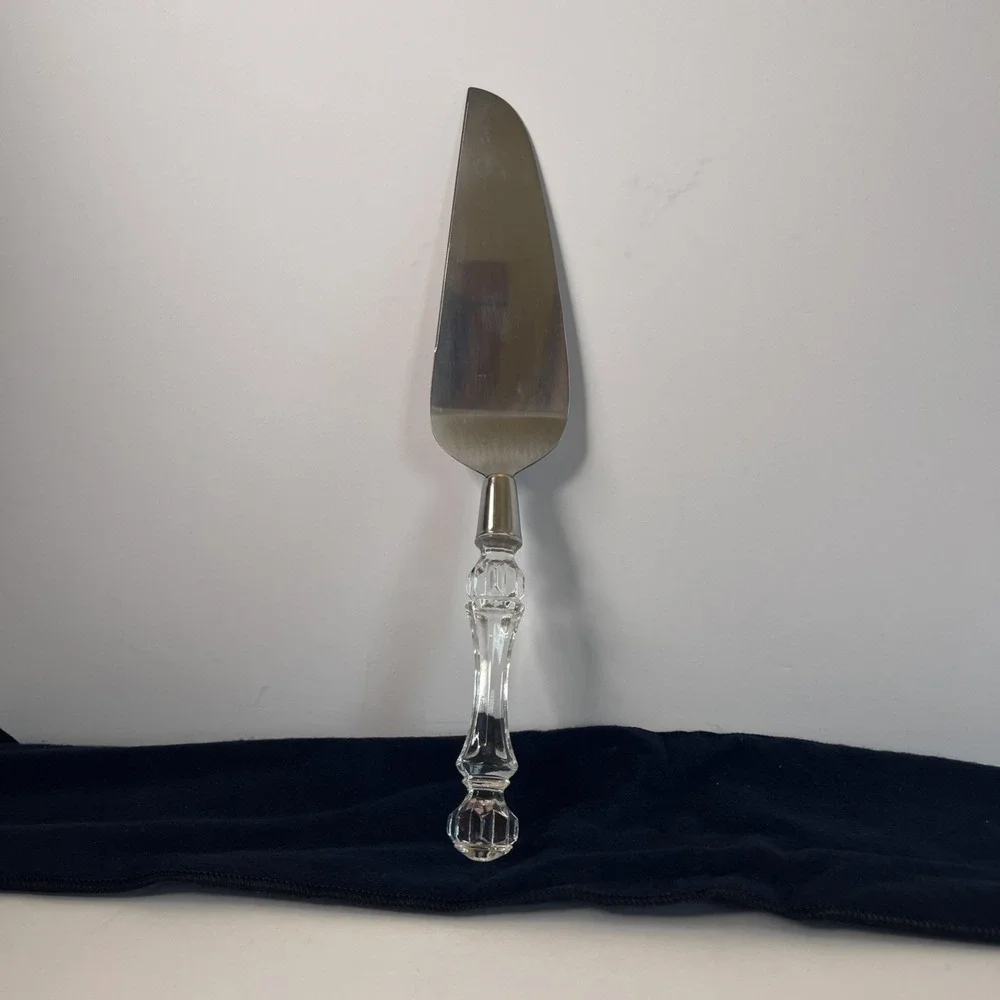 Vintage Fostoria No 50052 Lead Crystal Stainless Steel Cake Server Made in USA